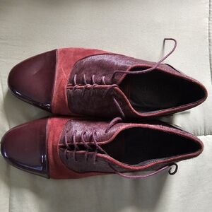 Burgundy Leather Oxford Shoes